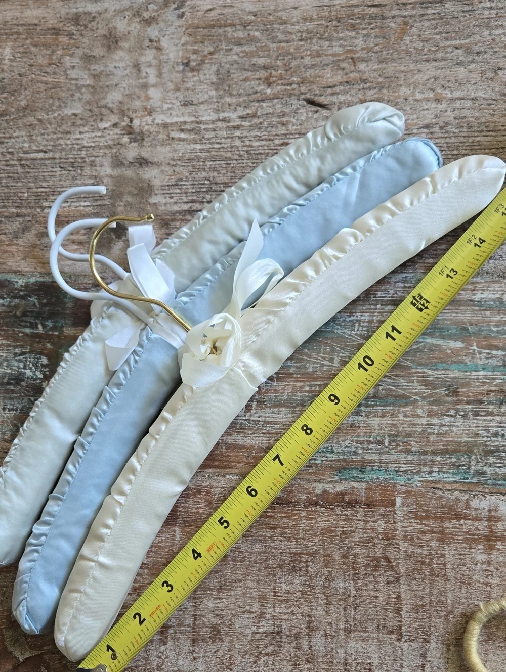 Vintage Mixed Closet Hanger Lot - Silk Padded & Hand Crochet Set of 5 (BIN 011)